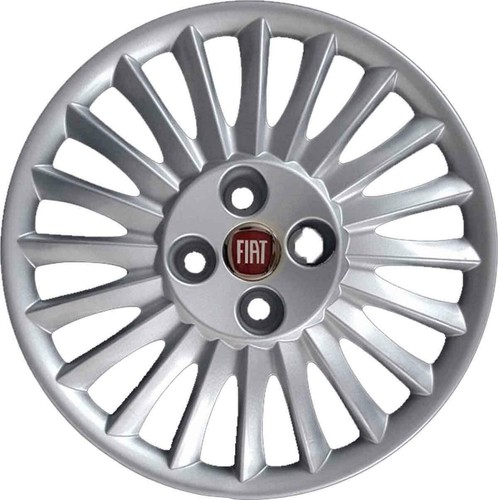 LOT DE 4 ENJOLIVEURS 15'' POUR FIAT GRANDE PUNTO 1215LR LOGO ROUGE - Afbeelding 1 van 1