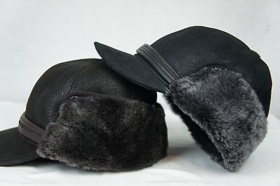 NEW100% Sheepskin Shearling Leather Trapper Elmer Fudd Hunting Aviator Hat S-3XL