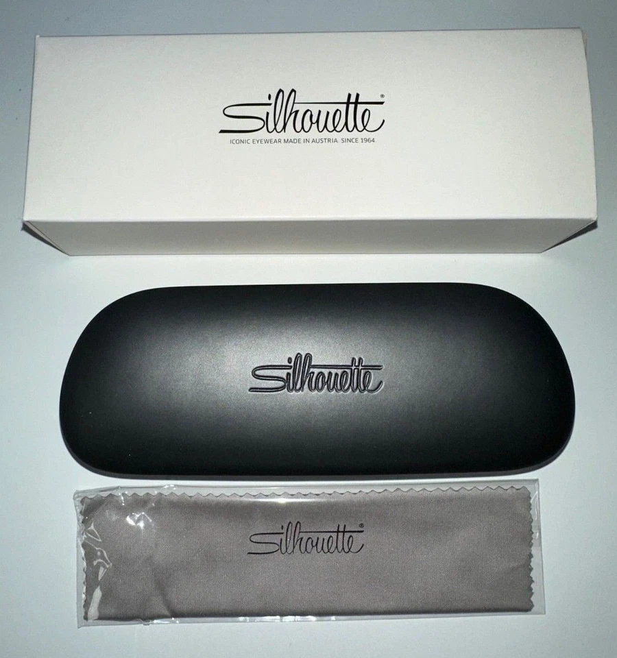 Silhouette Grey / Black Glasses / Sun Clip Case Box & Cloth