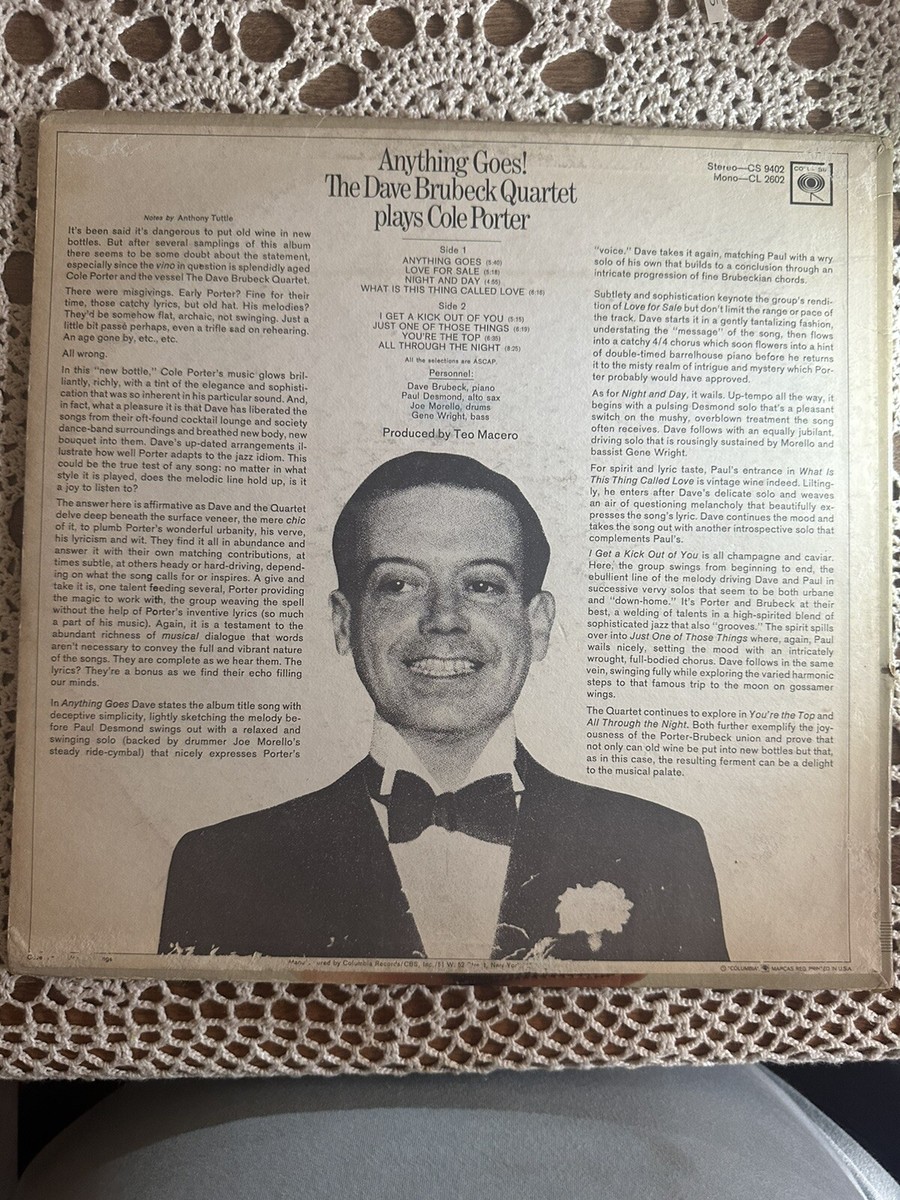 Dave Brubeck Quartet Plays Cole Porter Anything Goes! LP vinyl CS