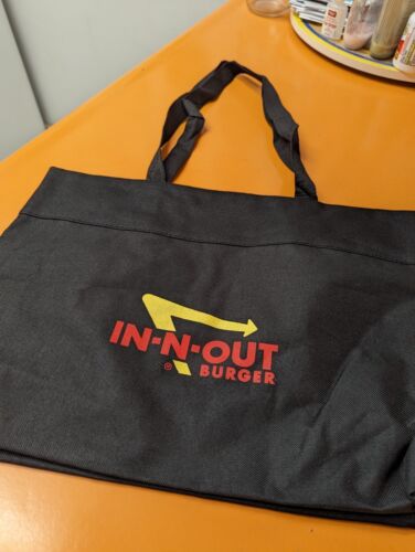In-N-Out Burger Logo Registered Tote Bag Black Canvas Reusable Shoulder Bag - Afbeelding 1 van 7