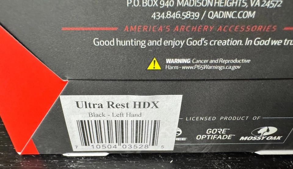 QAD Ultra Rest HDX Arrow Rest Left Hand Free Knife Included New - Image 2 of 2