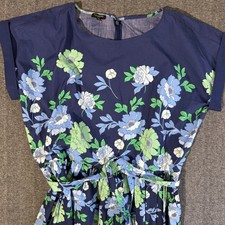 Talbots Modern Poplin Dress - Bold Floral Blue Size 12 Petite 
