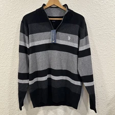 US POLO ASSN. Sweater Men Size L Zip High Neck Pullover Jumper 