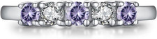 5 Stone Birthstone Rings for Kids Teens Girls Women Size 2-9 Stainless Steel Bir