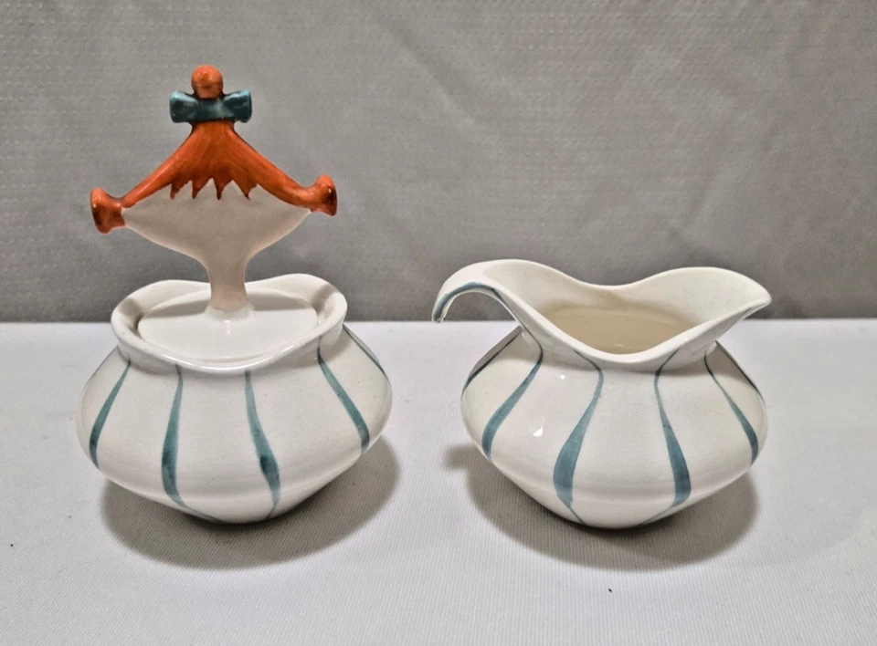 Vintage 1958 Holt Howard Pixie Pixieware Creamer and Sugar Bowl w/Labels - Image 3 of 4