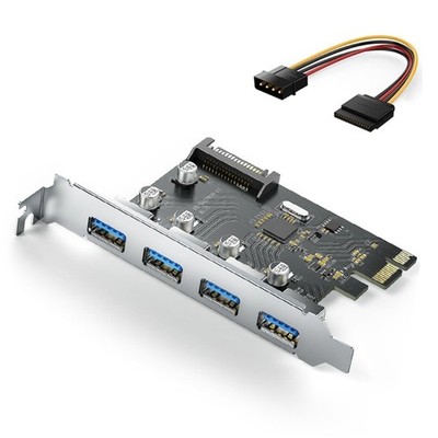 Professional 4 Port PCI-E To USB 3.0 PCI-Express Expansion Card Adapter 5Gbps