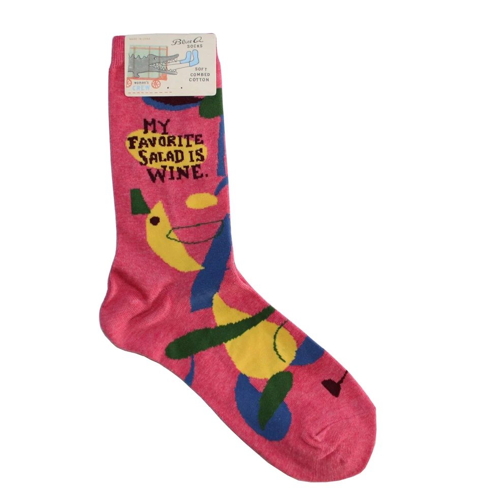 Calcetines azules Q para mujer My Favorite Salad Is Wine talla 5-10 rosa Foto 3 de 4