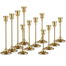 12Pcs/30 Pcs Candlestick Holder Bulks Gold Taper Candle Holder Metal Candlesti