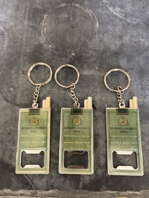 Enamel Benson and Hedges 100's Cigarette Keychain & Bottle Opener Metal Lot 3