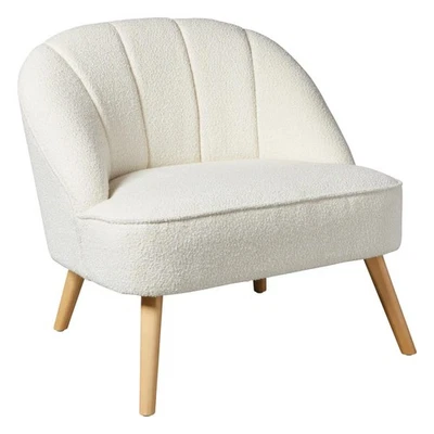 Fauteuil Tissu Bouclette "Naova" 78cm Blanc - Photo 1/4