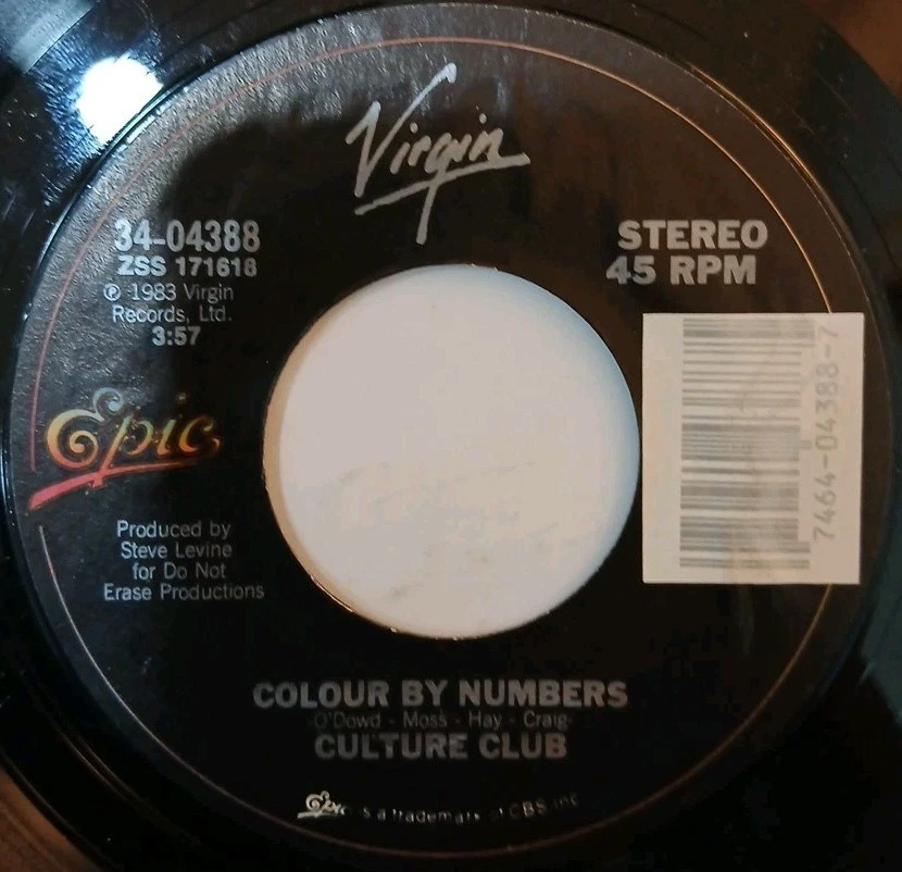 Culture Club~Color By Numbers~Miss Me Blind~1983 Virgin 45rpm Vinyl Record - Image 3 of 4