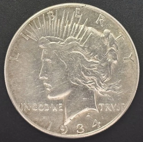 1934-S Peace Dollar $1 US 90% Silver Coin Semi Key Date XF/AU