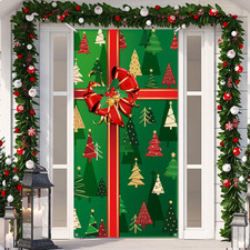 Christmas Door Cover Decorations Xmas Gift Box Present Door Cover Winter Holiday