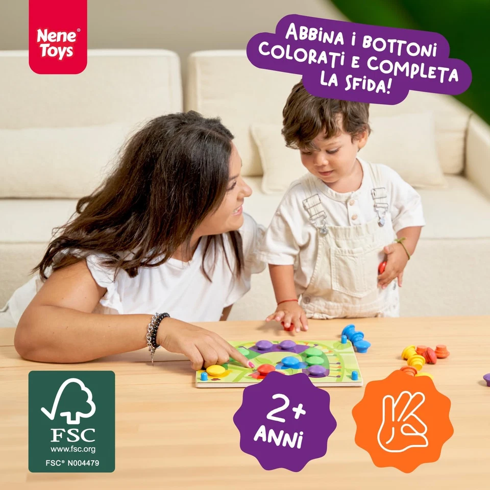 Gioco Chiodini, Puzzle per Bambini Di 2+ Anni, Puzzle Educativo in Legno per Bam - Immagine 2 di 4