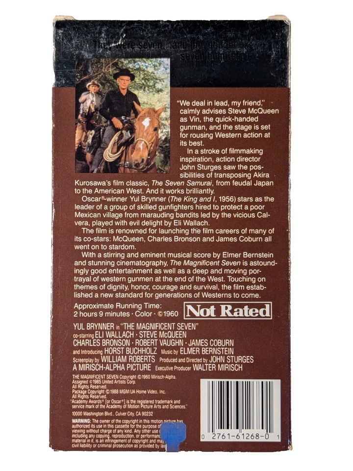 The Magnificent Seven (1960) VHS Western Adventure 1988 MGM/UA Release - Image 2 of 3