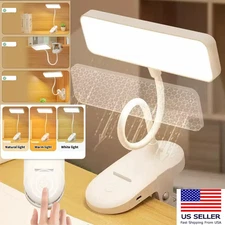 LED Reading Book Light w/Clip Flexible USB Rechargeable Bed Travel Desk Laptop~