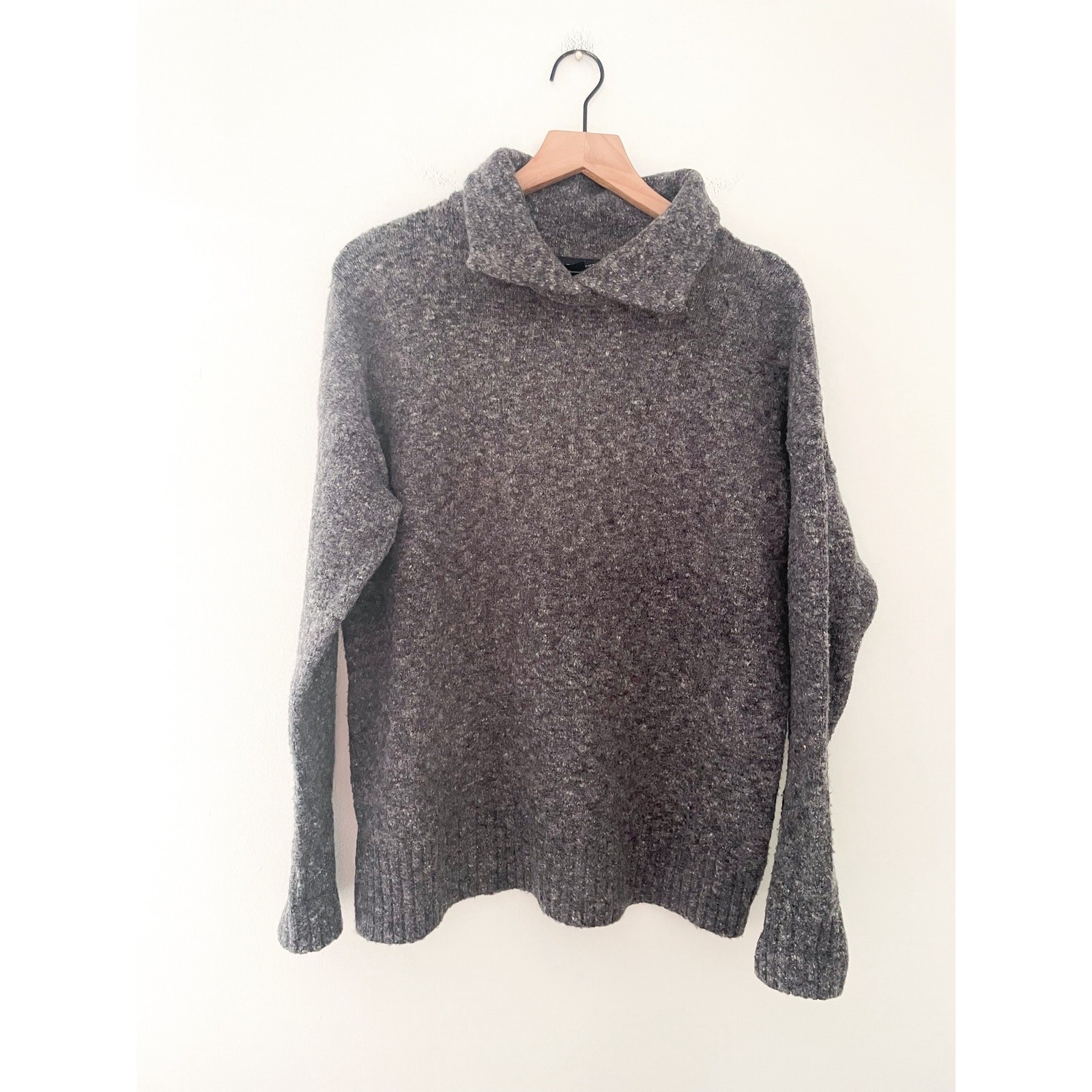French Connection Gray Wool Collared Sweater Medi… - image 1