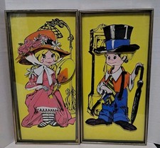 MCM 1950  s Blonde Boy And Girl Dress Up Prints 3D