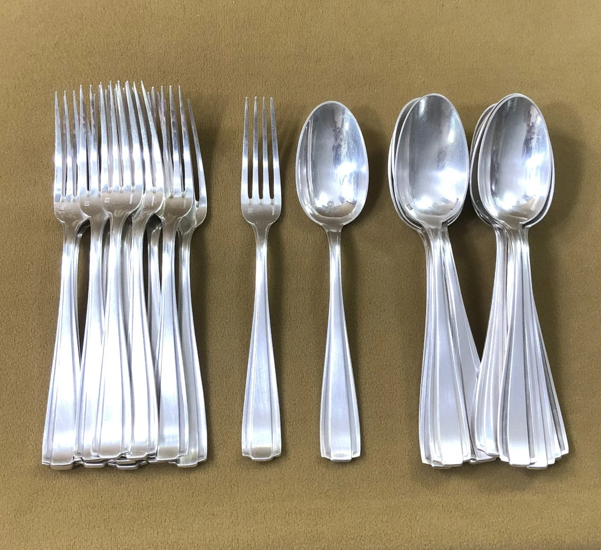 6 FOURCHETTES DE Table Argent Decor Art Deco Poincon Minerve Modele