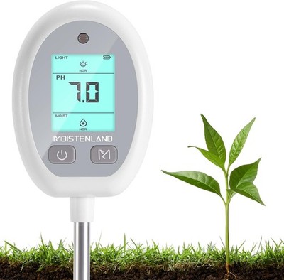 Moistenland 5-in-1 Soil Moisture Meter W LCD Screen 90° Rotation Head for Garden