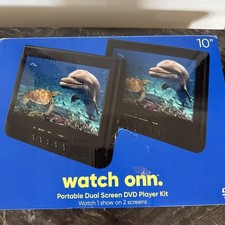 Onn 10" Dual Screen Portable DVD Player Kit with Storage Bag 1000122641  