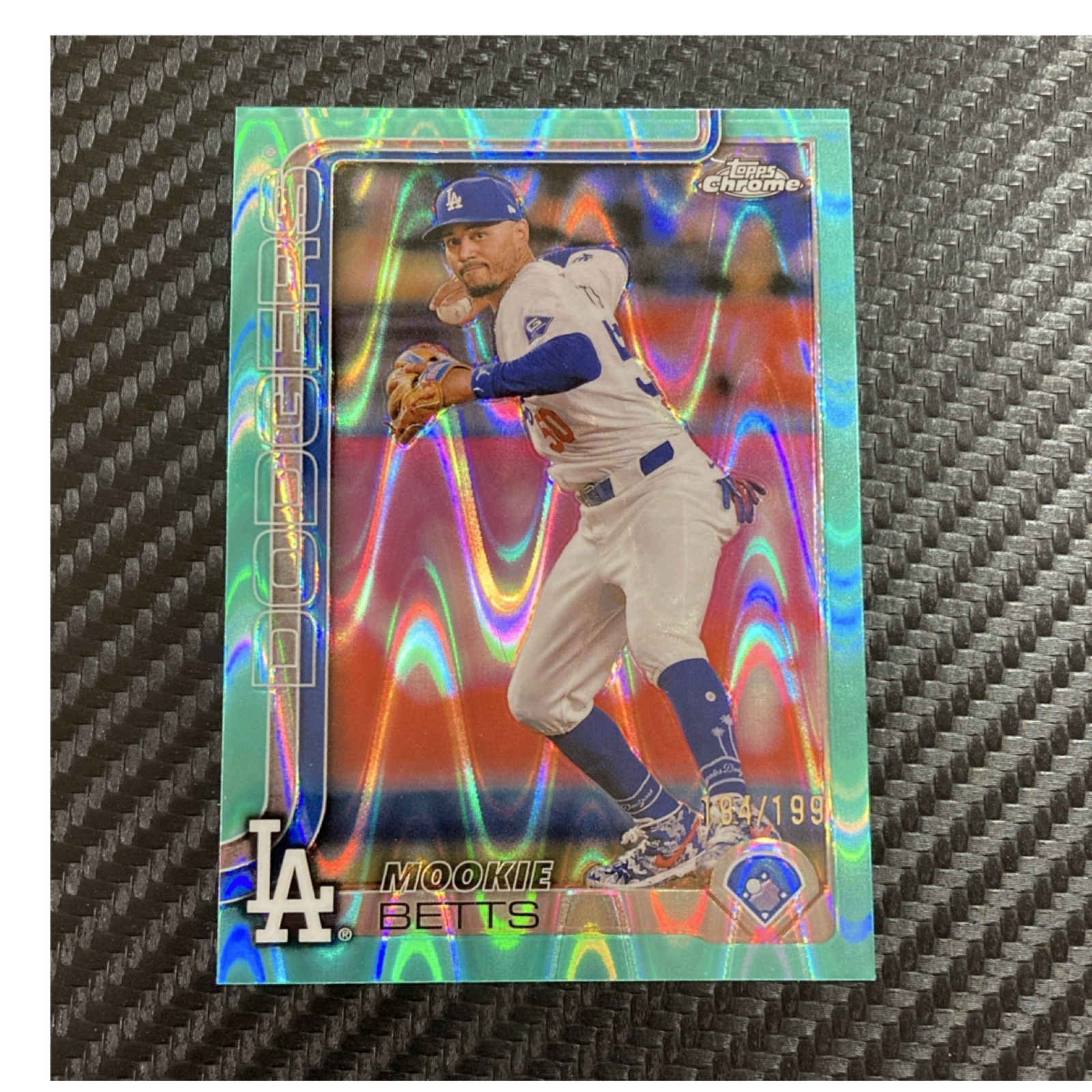 2025 Topps Chrome Mookie Betts Aqua Raywave Refractor #50 Dodgers /199