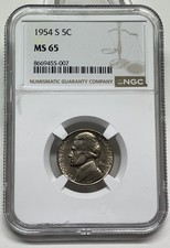 1954-S Jefferson Nickel 5c NGC MS65 Mint State US Coin