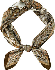 Vintage Silk Feel Square Scarf for Men Satin Bandana Tiny Pattern Print Neckerch