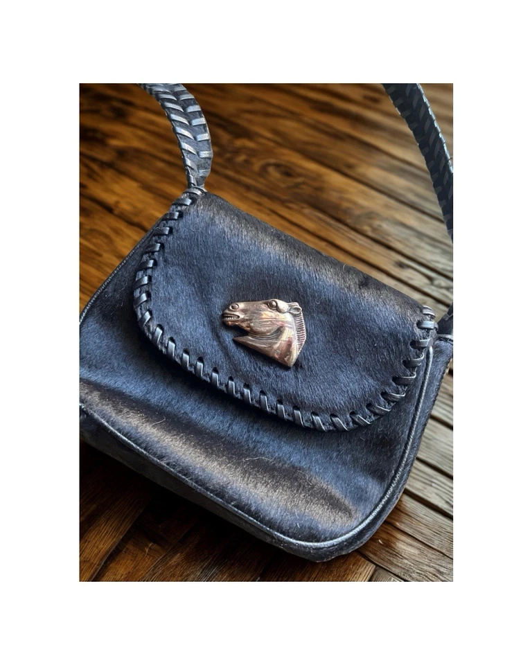 Bolso de Colección Barry Kieselstein-Cordón Pelo en Piel con Cabeza de Caballo de Plata Esterlina Foto 2 de 4