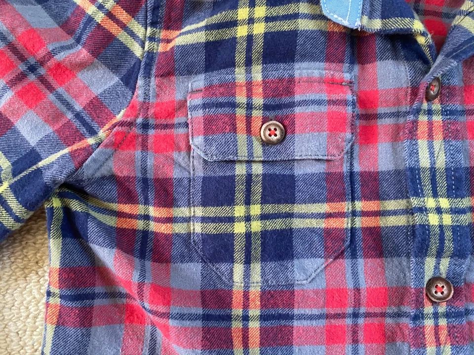 Camisa con botones a cuadros Mini Boden para niños talla 6-7 rosa/azul/amarillo Foto 4 de 4