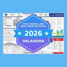 2026 Oklahoma State and Federal Labor Law Poster, All Mandatory Laminated Poster