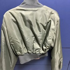 Pale Jade Khaki Faux Fur Bomber Jacket - Lightly Used