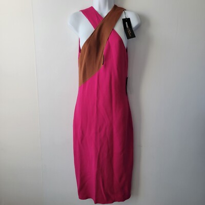 gabrielle union womens dress size S Criss Cross Midi Color Block Halter  Midi | eBay