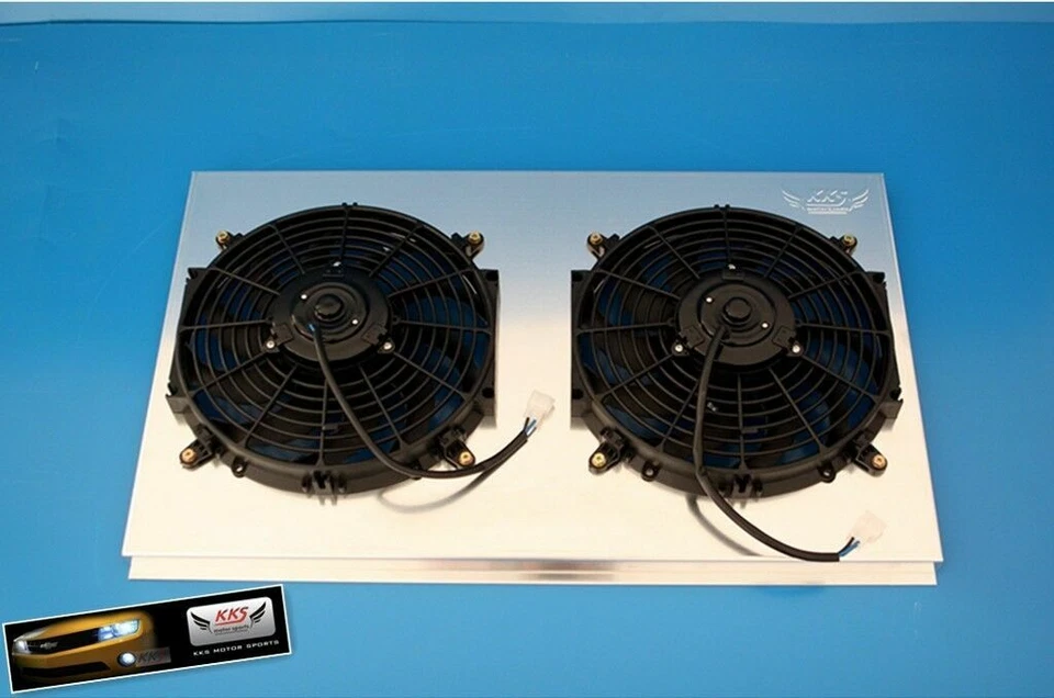 Cubierta de radiador KKS + ventiladores de 2-12" para 68-72 Chevry Malibu Pontiac Buick CC161 Foto 2 de 4
