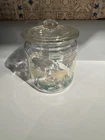 Vintage Anchor Hocking Morning Glory Small Jar w/ Lid Canister Blue/White