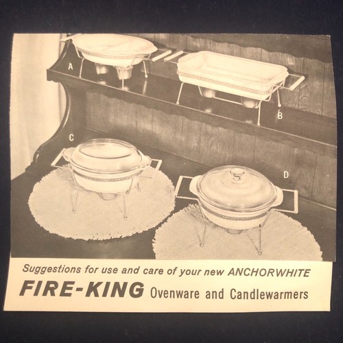 Fire King Anchorwhite Divided Serving Dish with Candle Warmer USA Original Box - Picture 7 of 12