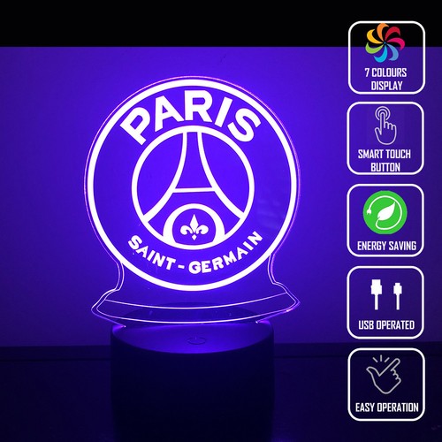 PSG PARIS SAINT GERMAIN 3D Acrylic LED 7 Colour Night Light Touch Table Lamp - Bild 3 von 7