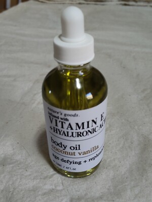 Nature's Goods Vitamin E + Hyaluronic Acid Body Oil Coconut Vanilla 4 Oz