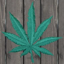 Weed Leaf Embroidered Patch — Iron On