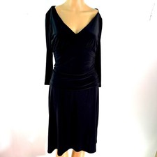 Nine West Womens V Neck Long Sleeves Stretch Casual Black A Line Dress Size 8