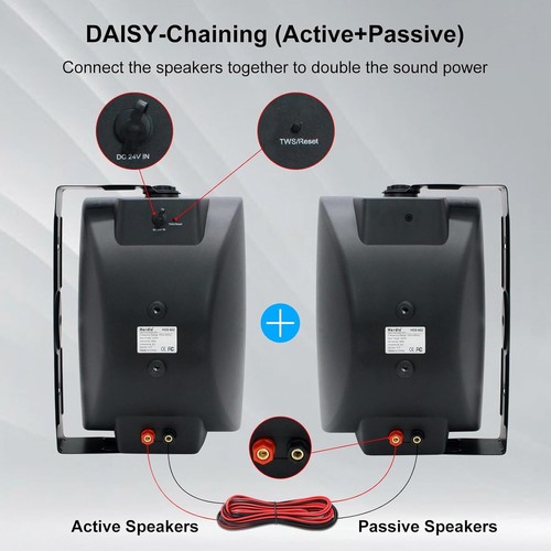 Altavoces Bluetooth Herdio 6.5" Interior Exterior con Cable Impermeable 400W Altavoces Bajos - Imagen 5 de 29
