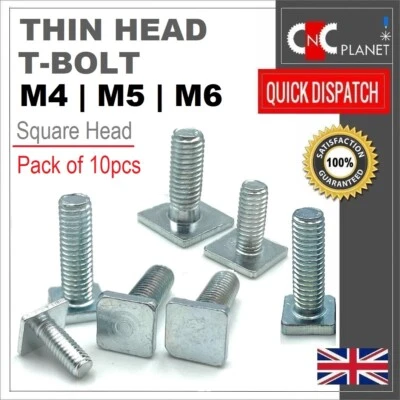 M3 M4 M5 M6 M8 THIN FLAT HEAD LOW PROFILE SCREWS Ultra Thin Head T bolt Square Head screws bolt M4 M5 M6 for T slot track profile