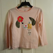 Carter's Brand New & Cute Girls Long Sleeve Pink Shirt W/ Dog on Front-NEW!