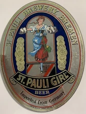 Vintage 1970's St Pauli Girl Brewery Bremen Germany Oval Beer Sign 14x19