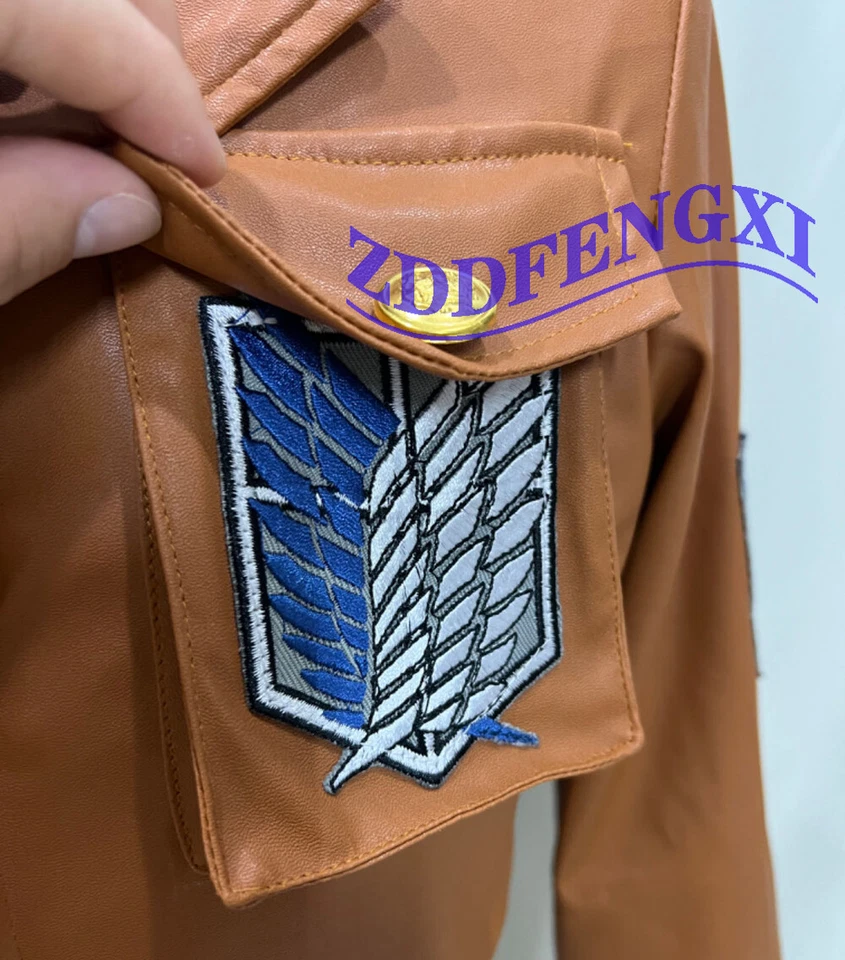 Attack on Titan Eren Jaeger Leather Jacket Coat Cosplay Stereoscopic Pocket - Image 4 of 4
