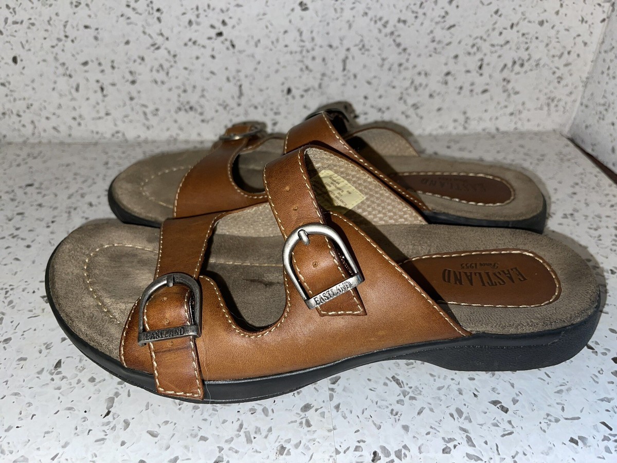 Eastland Catalina Brown Slip On Leather Sandals Size Womens