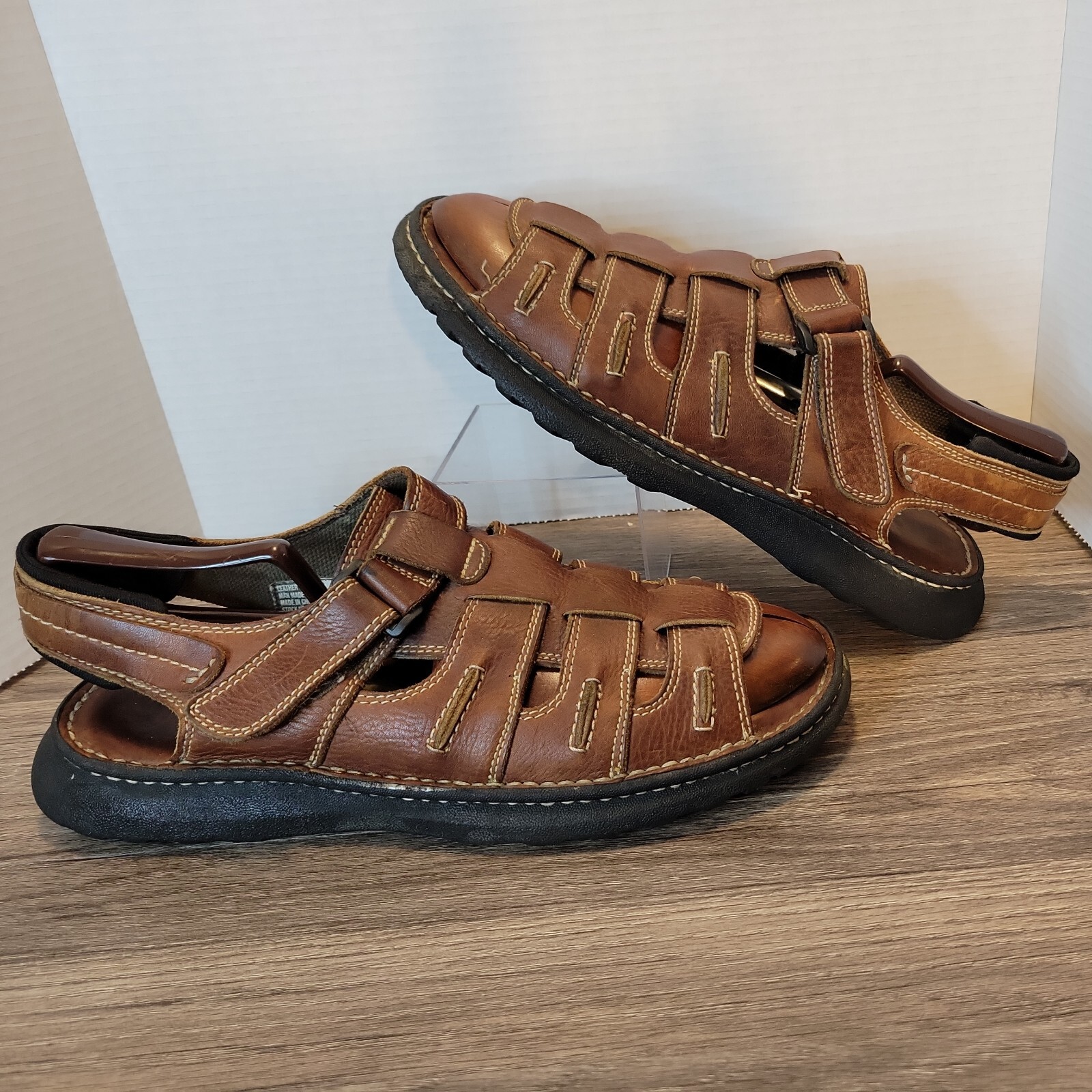 Dr Scholl's Mazomanie Brown Leather Sandals Men's Siz… Gem