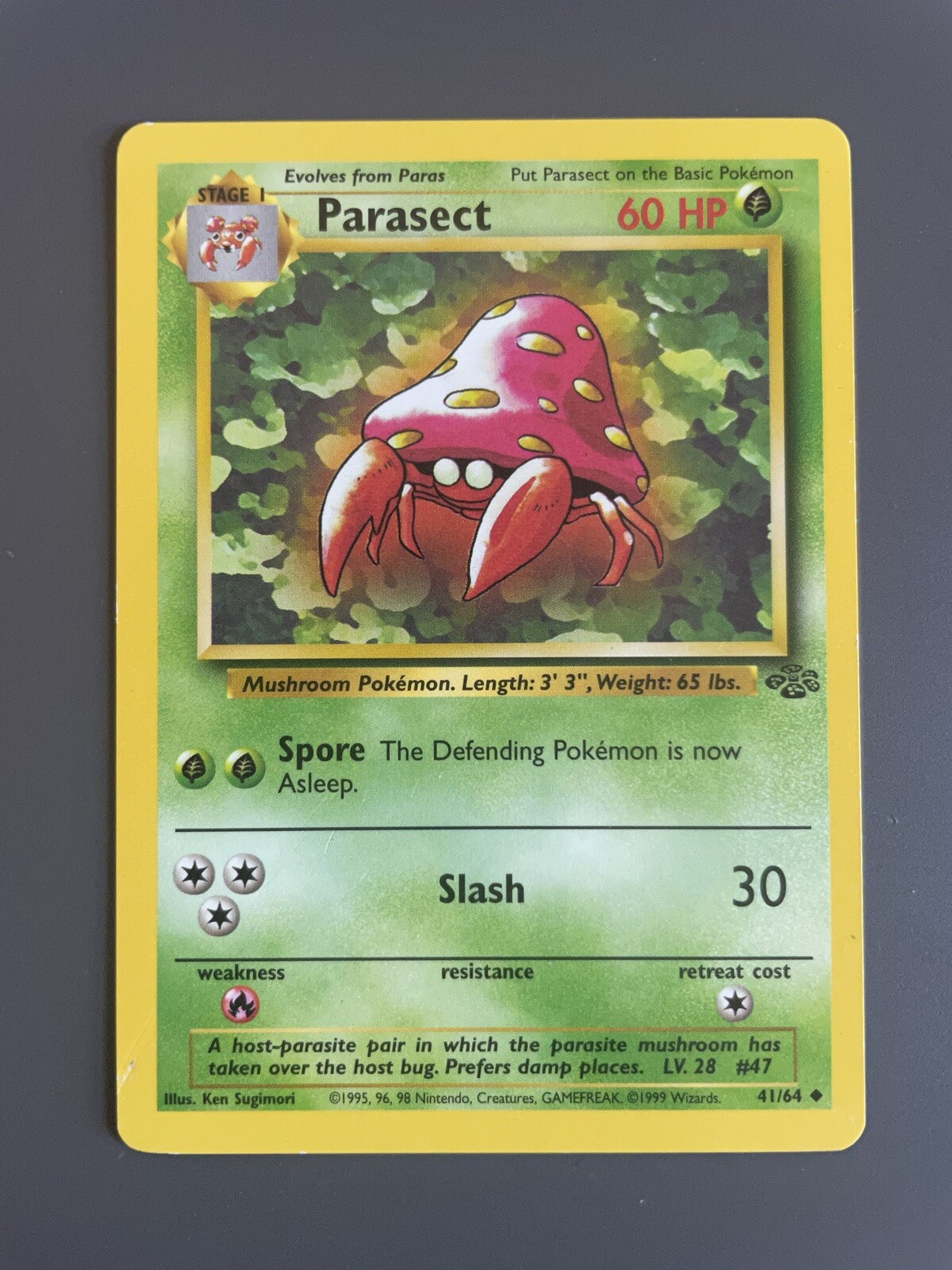 Parasect 41/64 Near Mint Jungle Unlimited Uncommon Pokemon Card