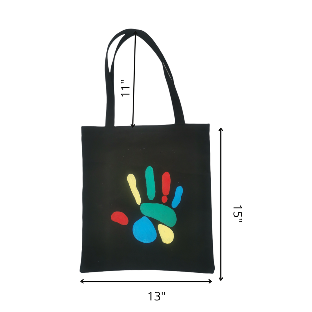 Stylish Hand-Painted Canvas Tote Bag for Women with Zipper Pocket Eco-Friendly Medium Size